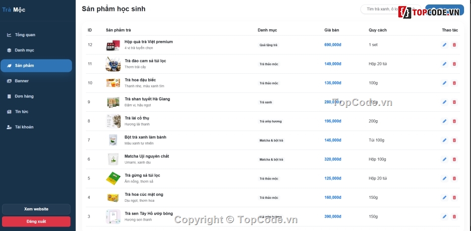 Website bán hàng sản phẩm,Web bán tem sản phẩm,bán trà